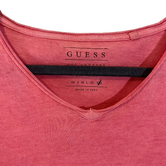 Guess Women’s Light Pink V Neck T Shirt Plus Size XXL Basic Plain Short Sleeves - Picture 4 of 6